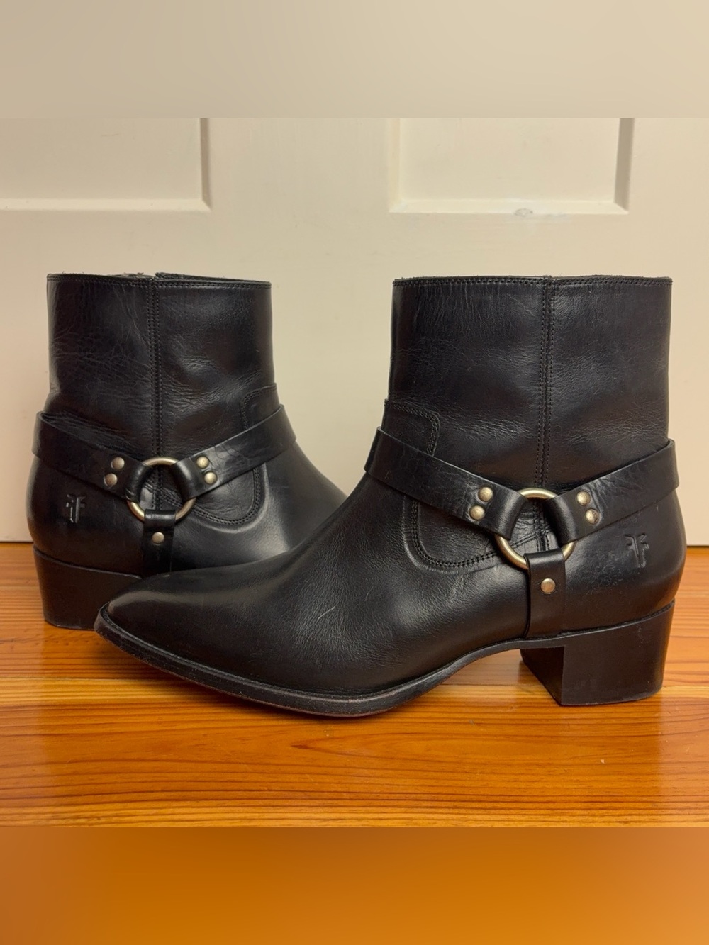 Frye Black Short Leather Harness Boots Women’s 8.5 Dara